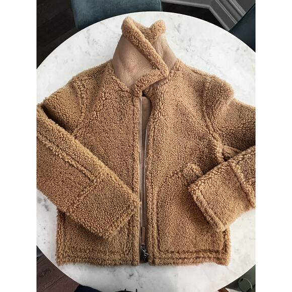 $1900 Gant Shearling & Leather Jacket Tan Men Size S/M - NEW w Tags - Picture 1 of 10